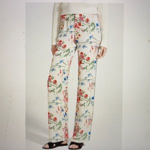 Phalil Floral Wide Leg Silk Pants by Theory